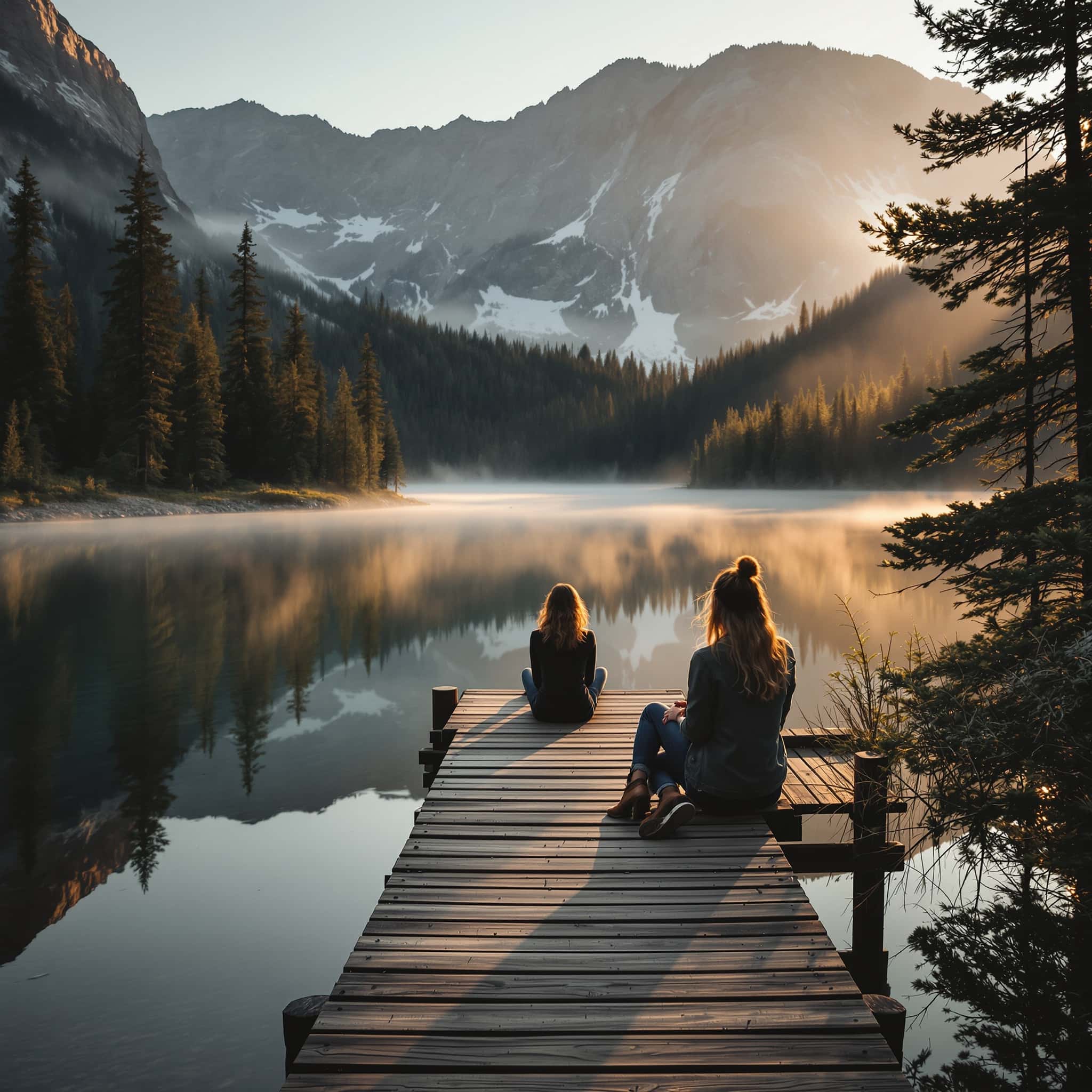 Woman in quiet contemplation by a Colorado mountain lake