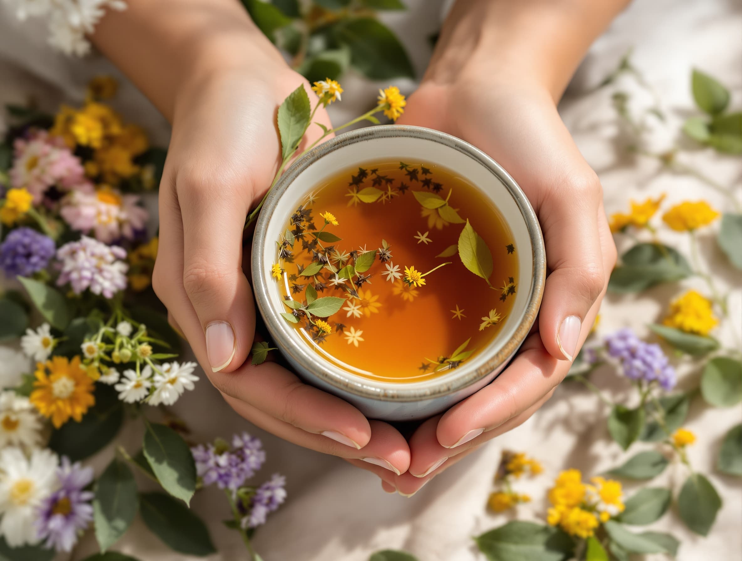 Healing hands with tea