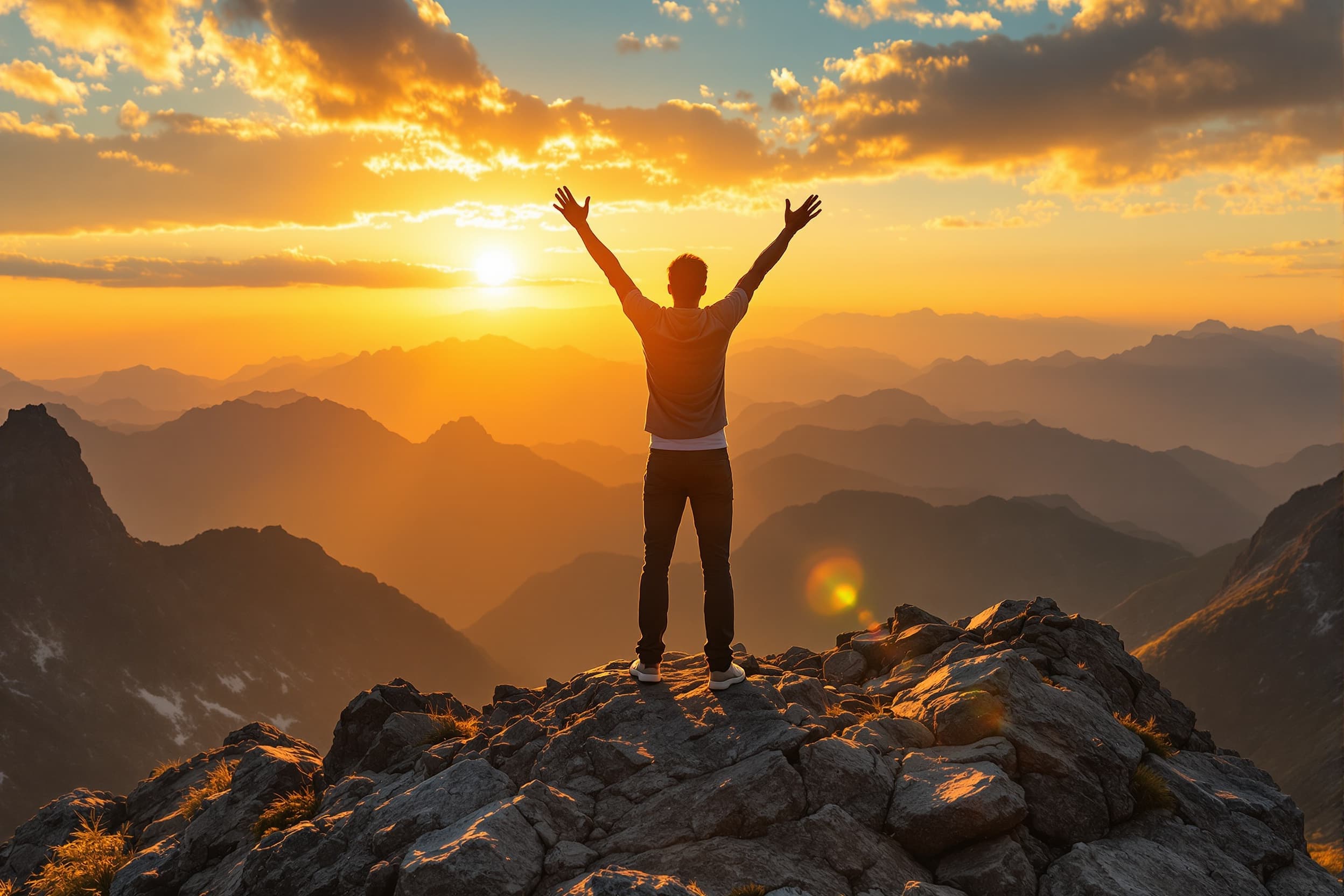 Woman at mountain peak