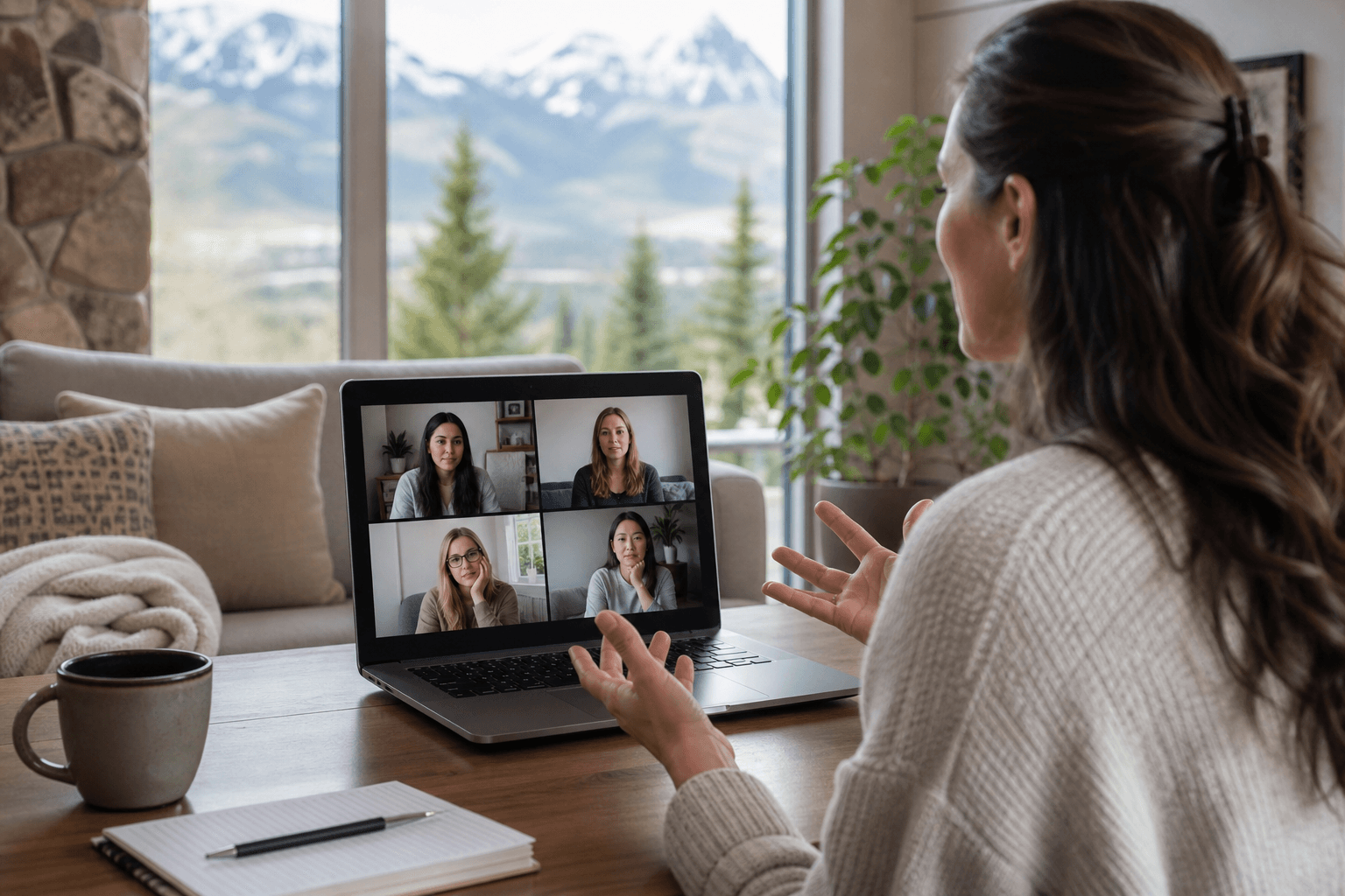 Women-only virtual group therapy session in IOP at Inner Peak Colorado